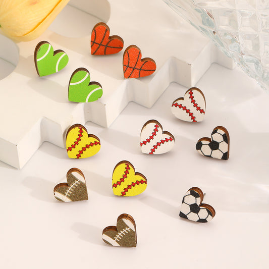Pendientes de madera de corazón minimalistas para mujer