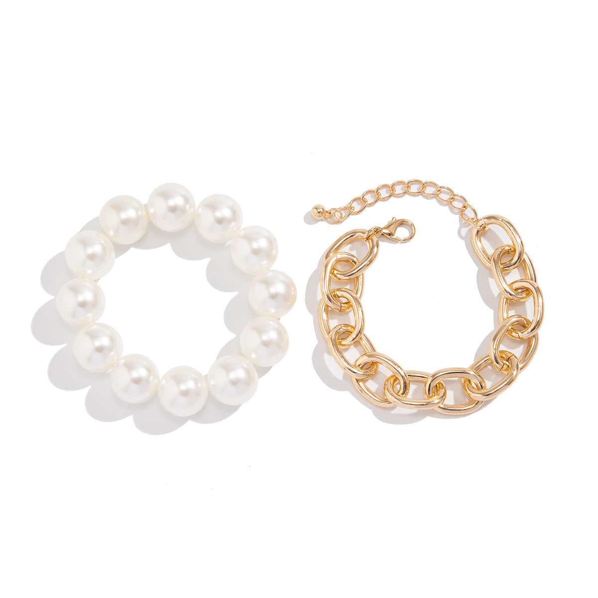 Bracciale geometrico Ins Style da donna con perline e finitura placcata e perle di imitazione