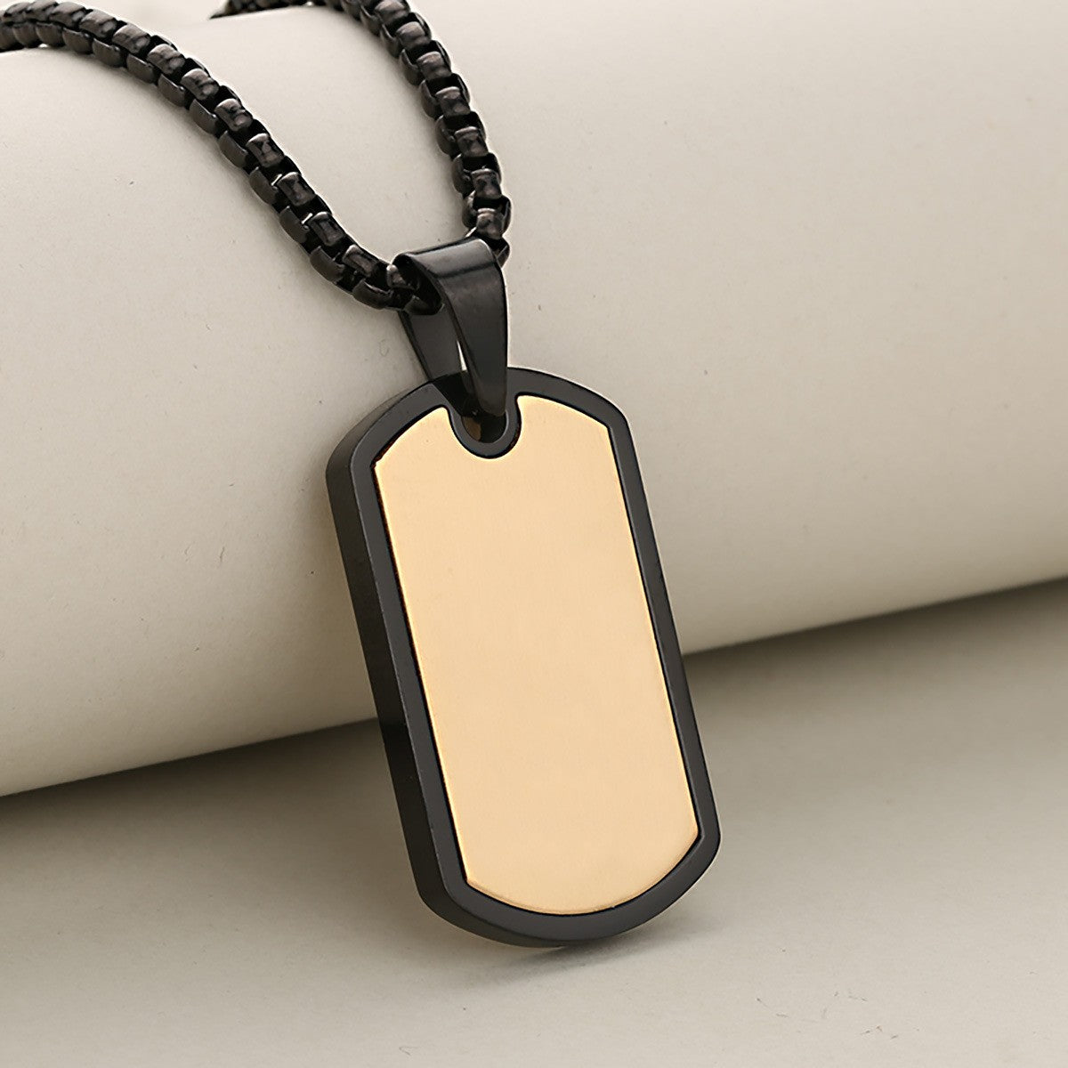 Collana unisex con ciondolo a piastrina per cane rettangolare geometrica personalizzata in acciaio al titanio