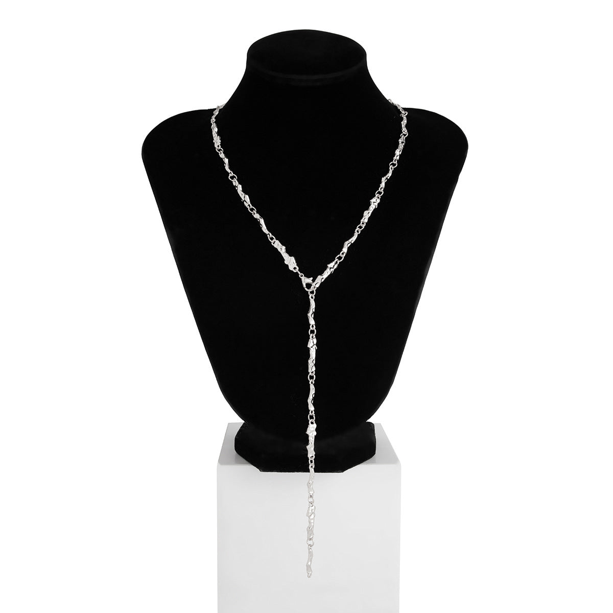Minimalist Plated Alloy Bowknot Floral Pendant Necklace with Imitation Pearl Tassel for Women