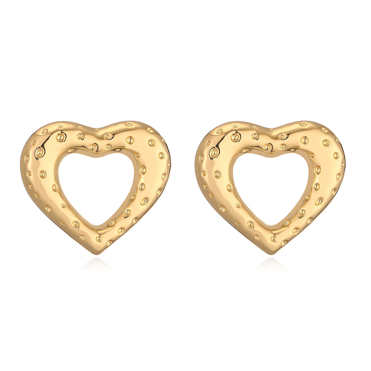 Orecchini a perno da donna minimalistici Punk a cuore cavo in rame placcato oro 18K