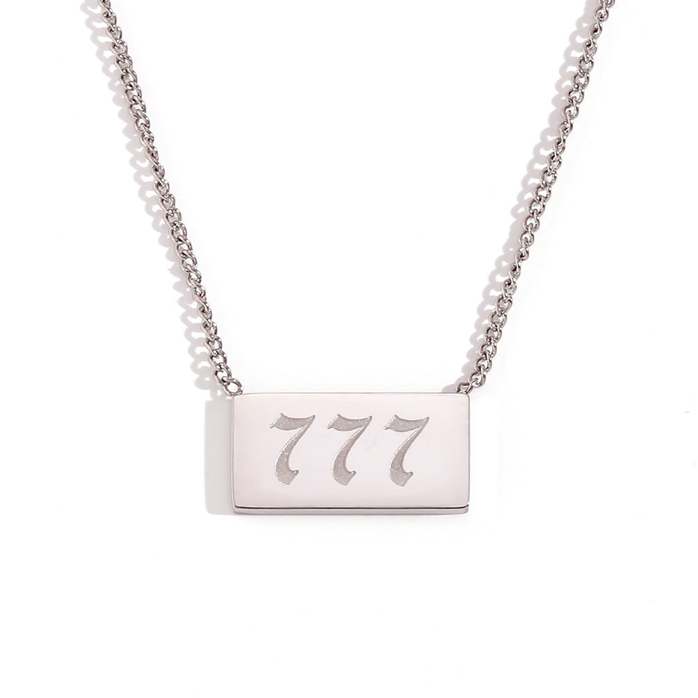 Minimalist Geometric Number Pendant Necklace for Women in Stainless Steel with Plated Finish