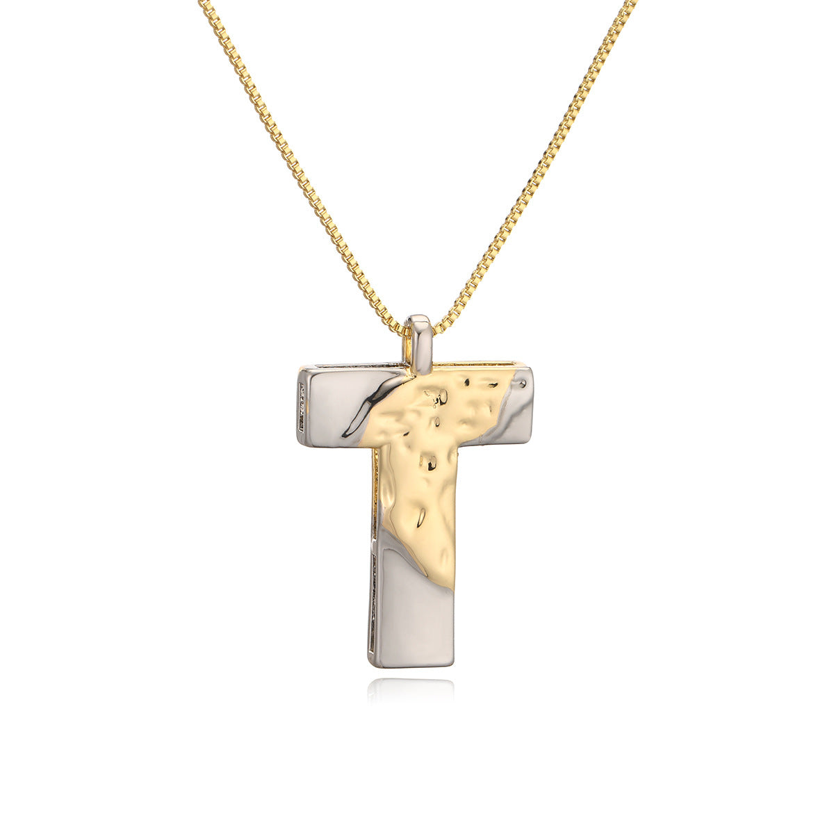 Collana con ciondolo a lettera in rame placcato oro geometrico minimalista da donna
