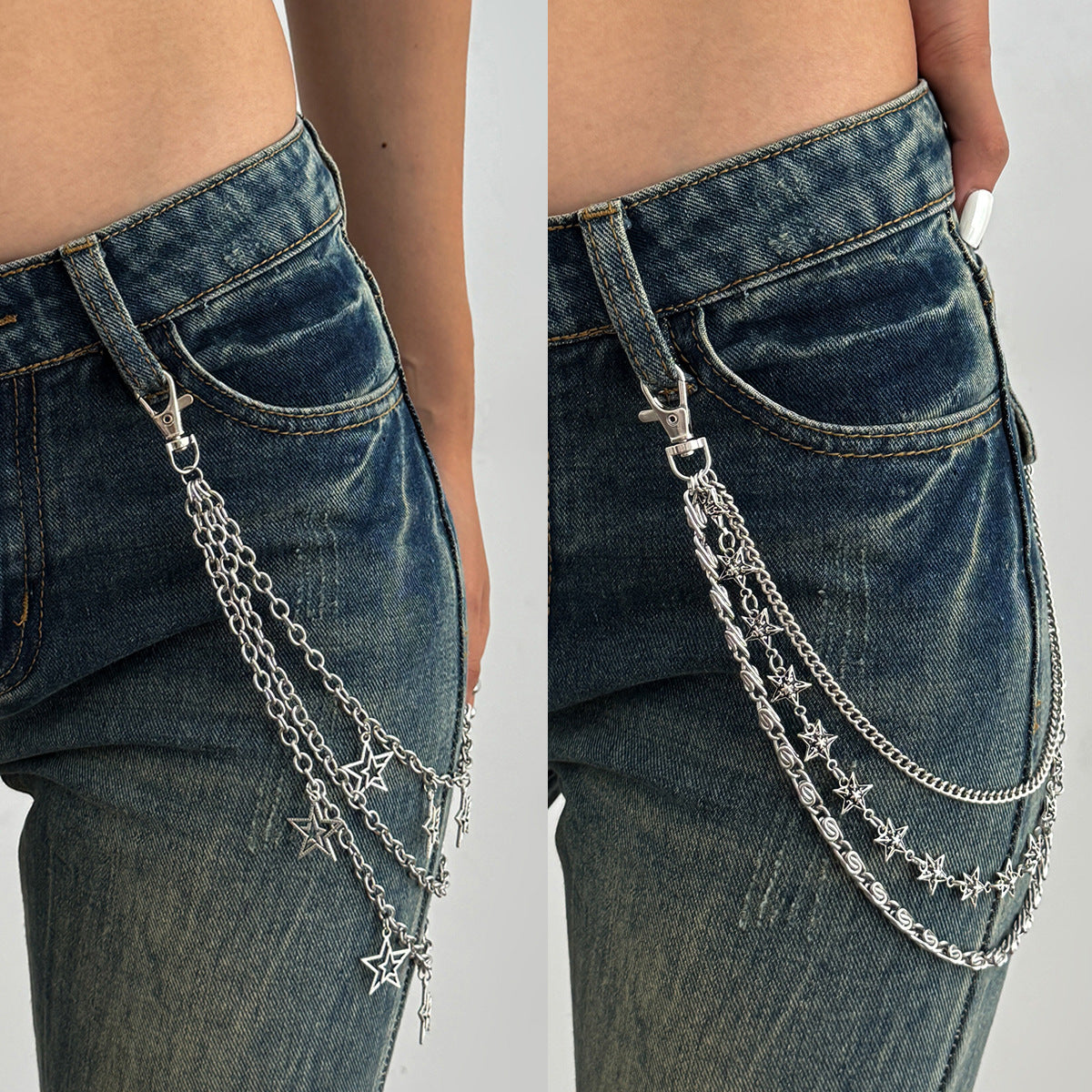 Punk Star Cross Tassel Multi-layer Iron Waist Chain