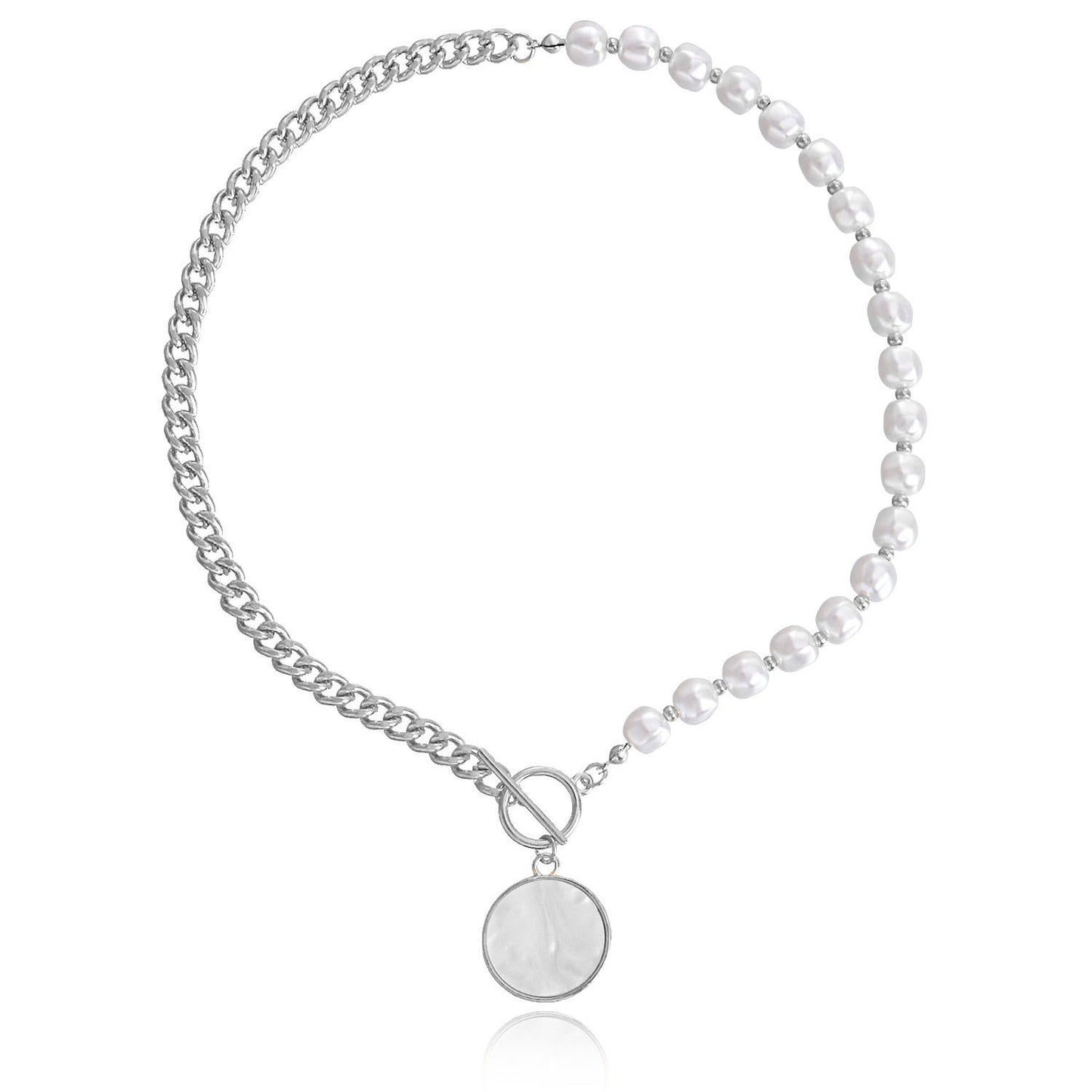INS Style Heart and Cross Pendant Necklace for Women Alloy Chain with Electroplated Finish