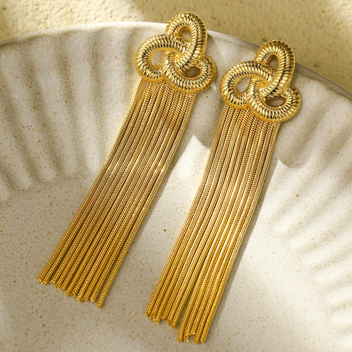 Pendientes de borla de estrella de mar elegantes vintage de acero inoxidable con galvanoplastia para mujer