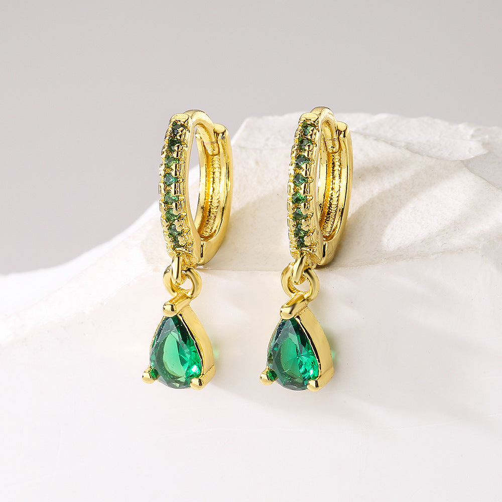Orecchini minimalisti geometrici in rame con placcatura in oro 18K e dettagli in zircone da donna