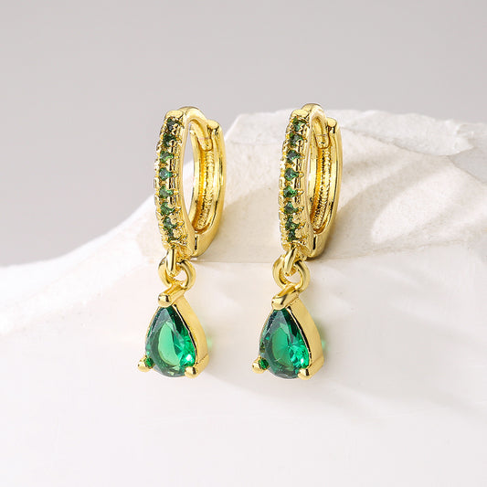 Pendientes Geométricos Minimalistas de Cobre con Baño de Oro de 18K y Detalles de Circonita para Mujer