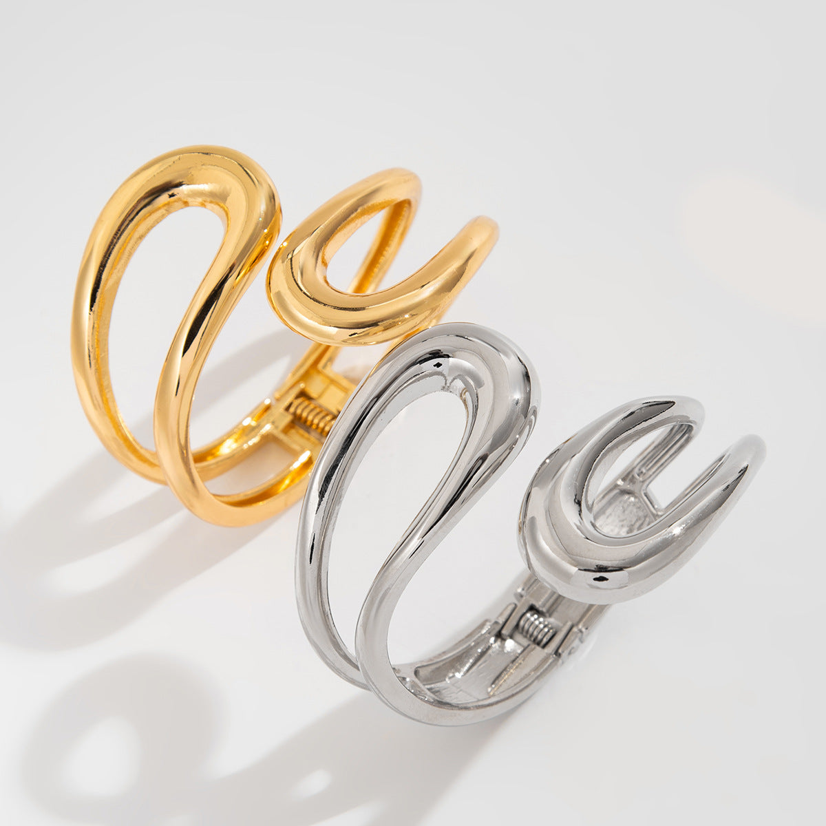 Minimalist Irregular Double Layer Plated Alloy Bracelet Set