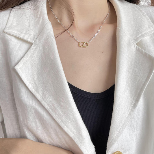 Collar minimalista geométrico de plata de ley 925 para mujer