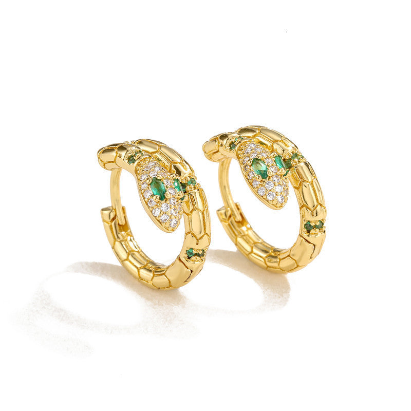 Micro-Inlaid Rhinestone Snake Chain Hoop Earrings for Women
