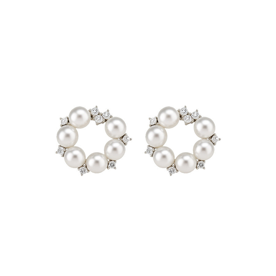 Pendientes de tuerca elegantes vintage con perlas de imitación en forma de gota de agua con incrustaciones de circonitas para mujer