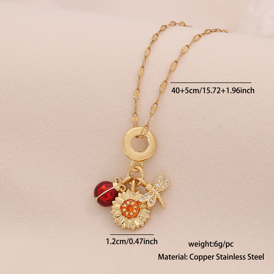 Collana con ciondolo a cuore intarsiato con strass e fiore a margherita in ottone, catena a serpente in acciaio inossidabile da donna, per creazione di gioielli fai-da-te