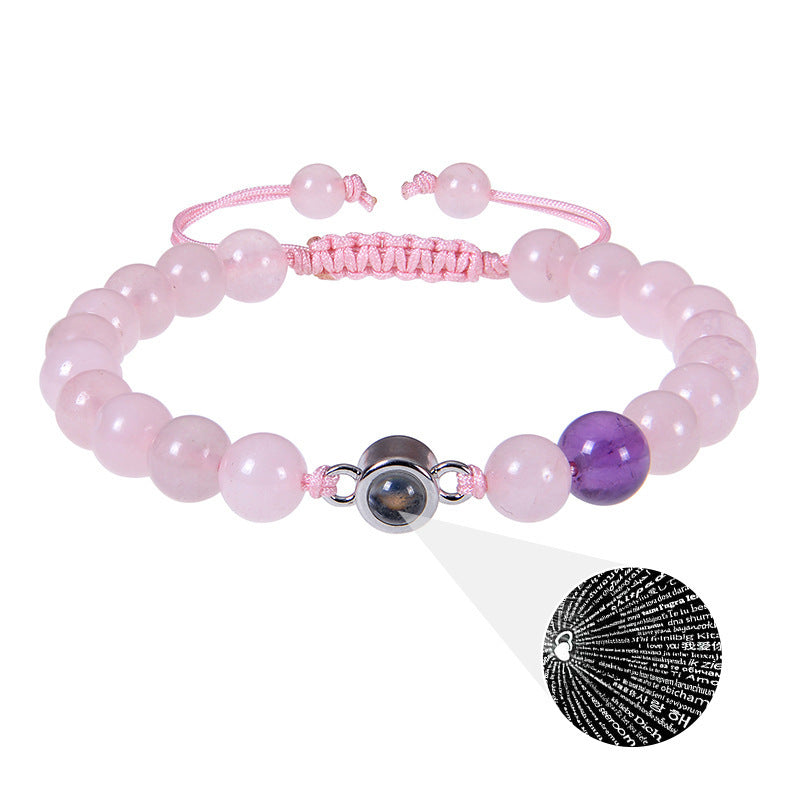 I Love You Projection Crystal Agate Bracelet Unisex Round Letter Charm