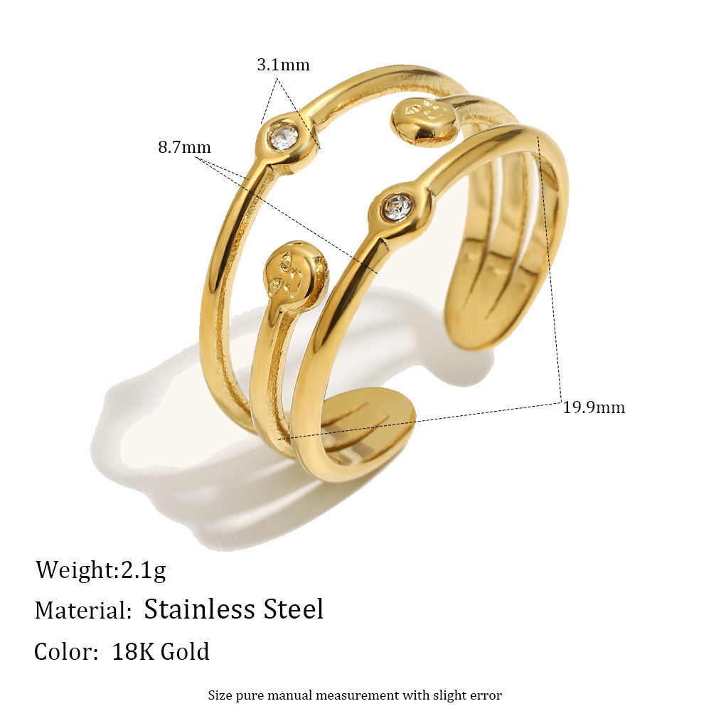 Minimalist 18K Gold Plated Stainless Steel Star Geometric Open Ring for Women