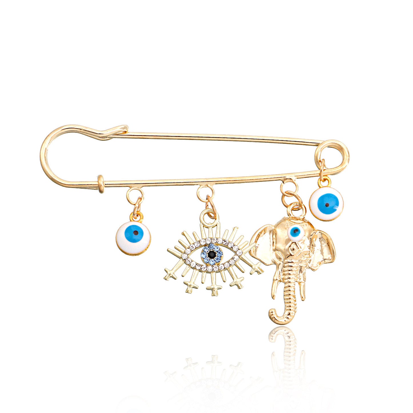 Geometric Evil Eye Brooch Pendant for Women Alloy Plated Statement Fashion Accessory