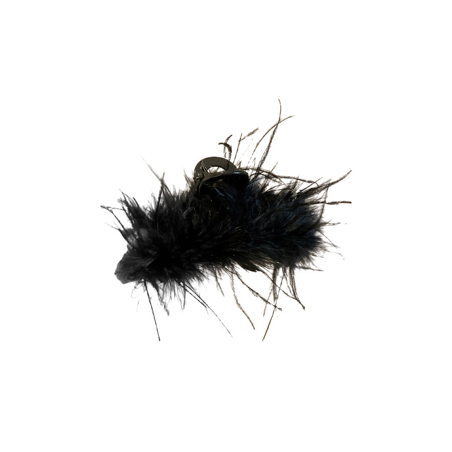 Elegante fermaglio per capelli in acrilico a forma di piuma con intarsio di strass da donna, molletta artiglio di lusso minimalista