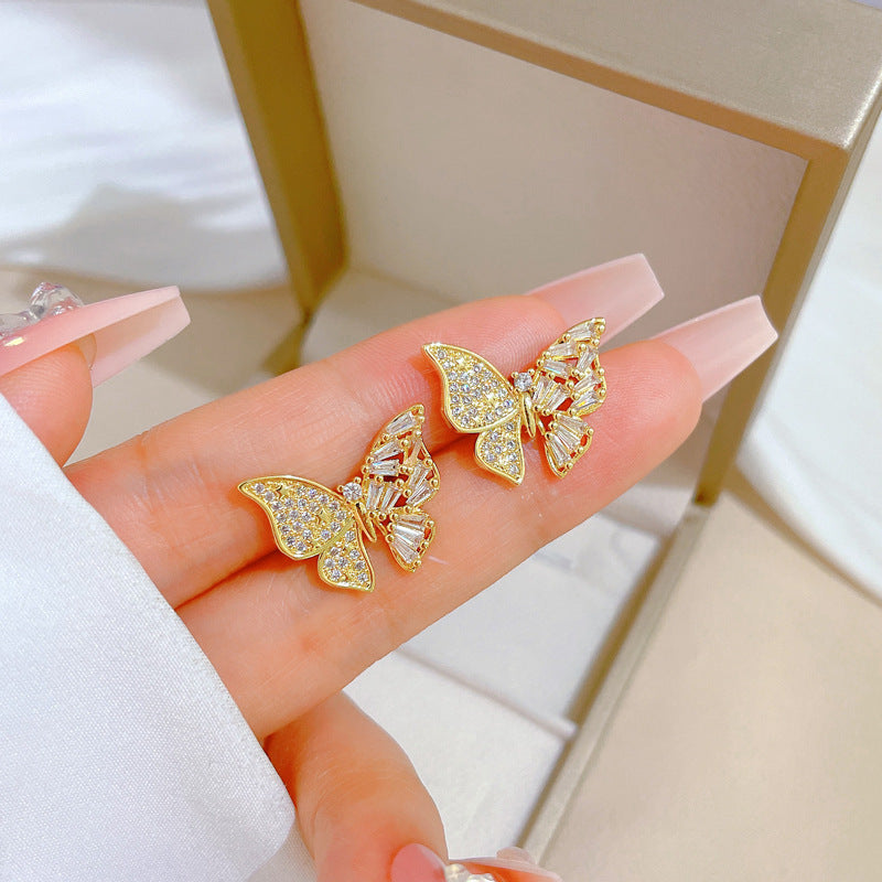 Geometric Stud Earrings for Women with Plated Copper Design, Elegant Long Tassel Drop Earrings, Sweet Style Jewelry