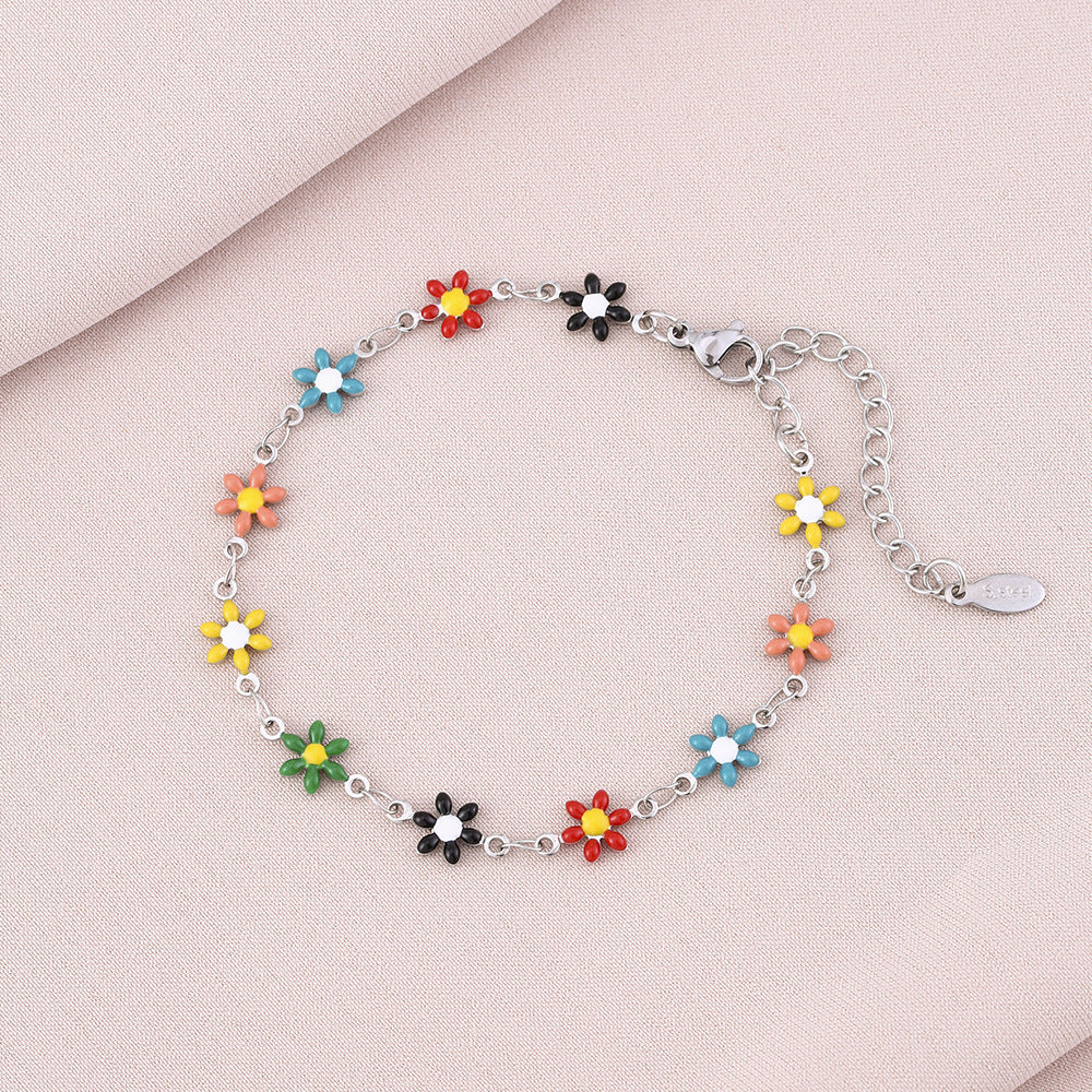 Pulsera geométrica minimalista de acero inoxidable con motivo de pétalos para mujer y hombre, accesorio de moda electrochapado
