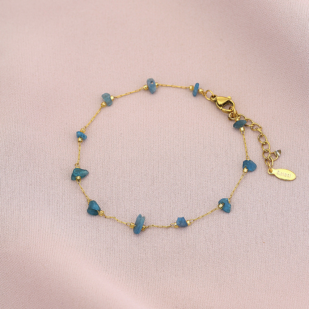 Bracciale alla moda geometrico in acciaio al titanio con finitura galvanica per uomo e donna, con accento in pietra naturale turchese