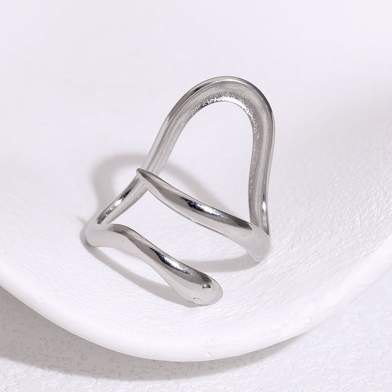 Minimalist Women's 18K Gold Plated Stainless Steel Irregular Geometric Ring