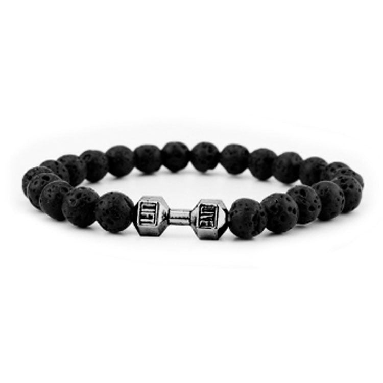 Matte Geometric Alloy Bracelet Unisex Volcanic Stone Energy Beads