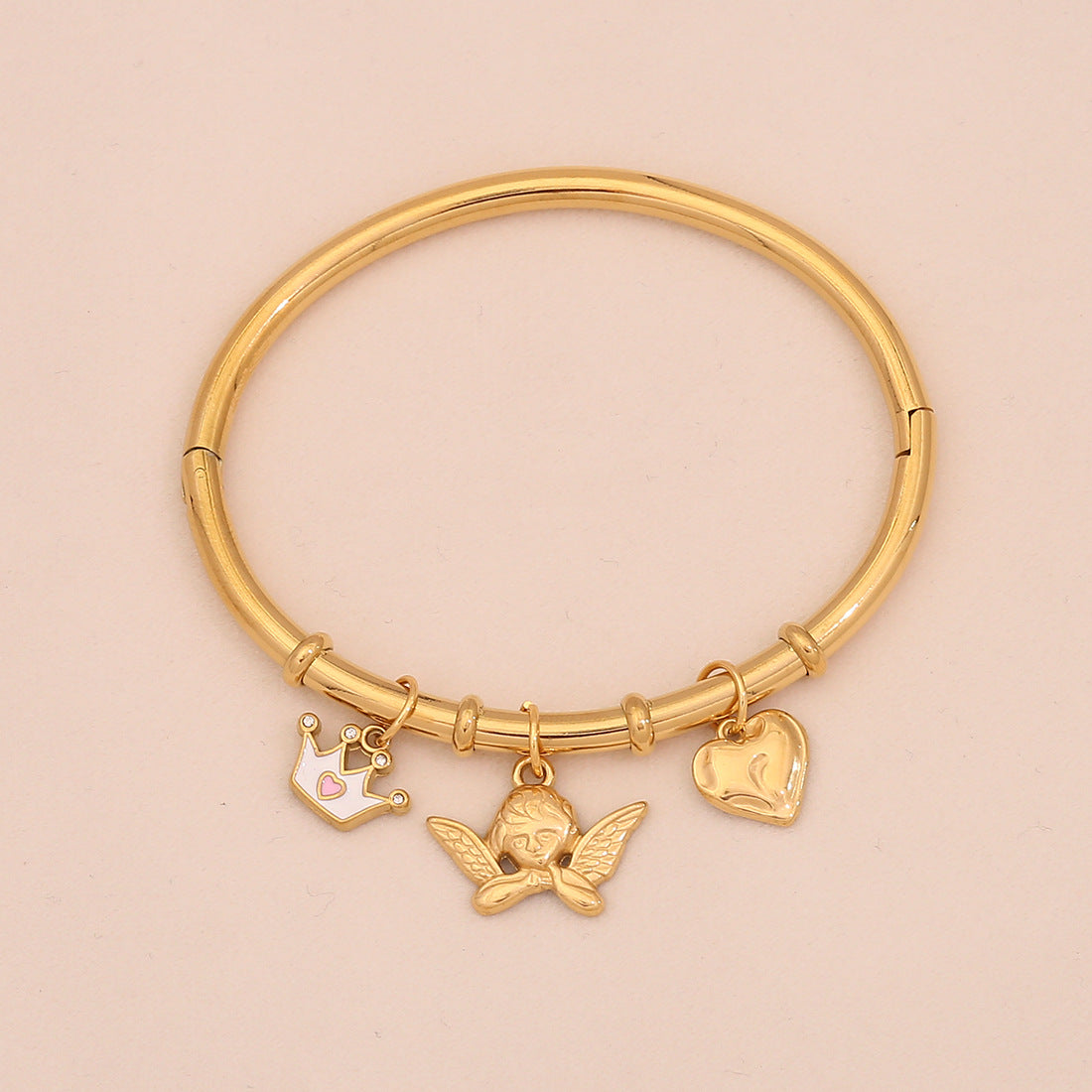 Bracciale personalizzato in acciaio inossidabile con stella marina, conchiglia e farfalla floreale, con finitura placcata