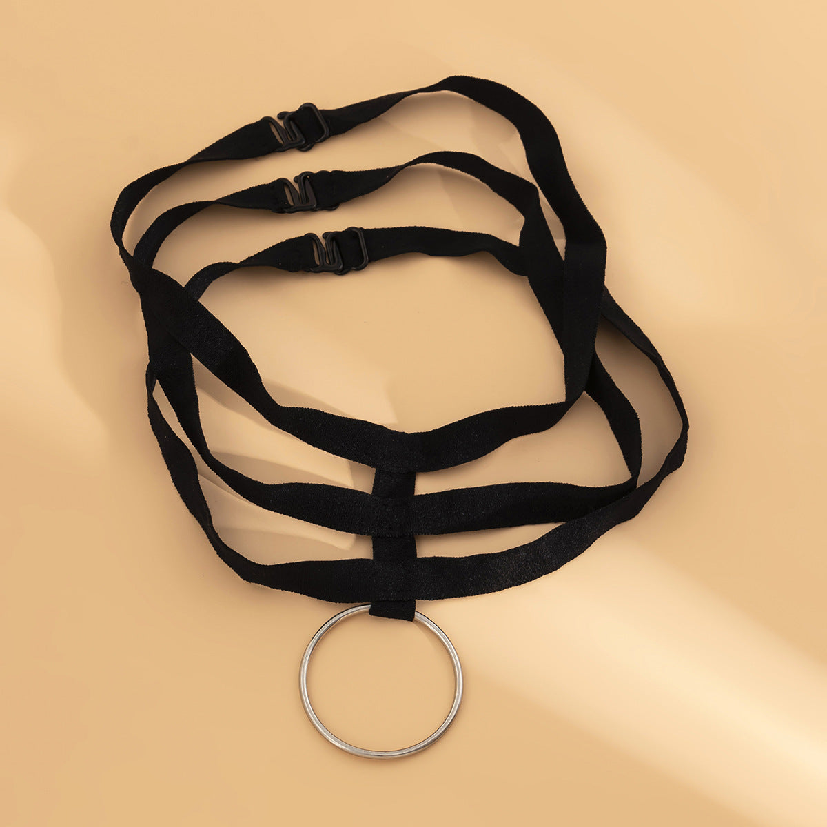 Dark Punk Geometric Round Black Elastic Choker Necklace