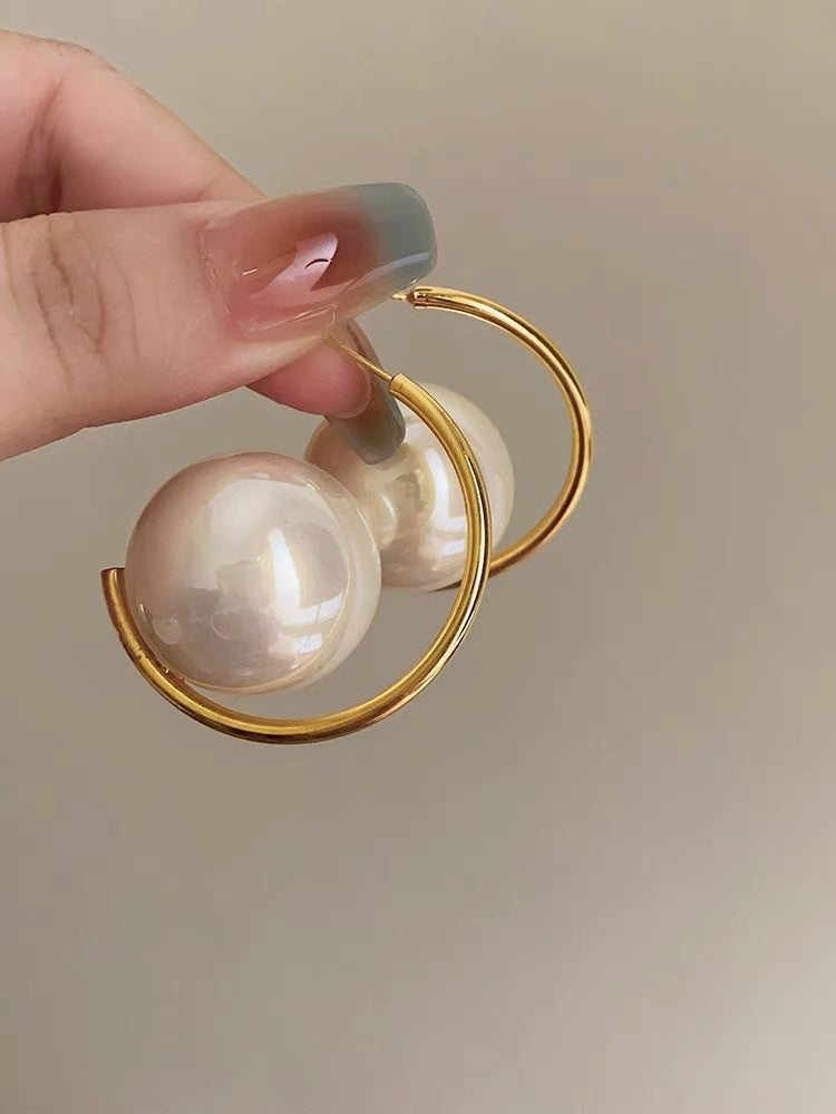 Eleganti Orecchini a Perno da Donna in Stile Francese Vintage con Zirconi Geometrici e Perle Imitazione