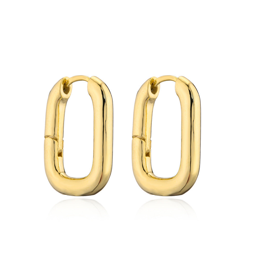 Orecchini Minimalisti Geometrici Vintage in Ottone con Placcatura in Oro 14K e Perni in Argento Sterling 925