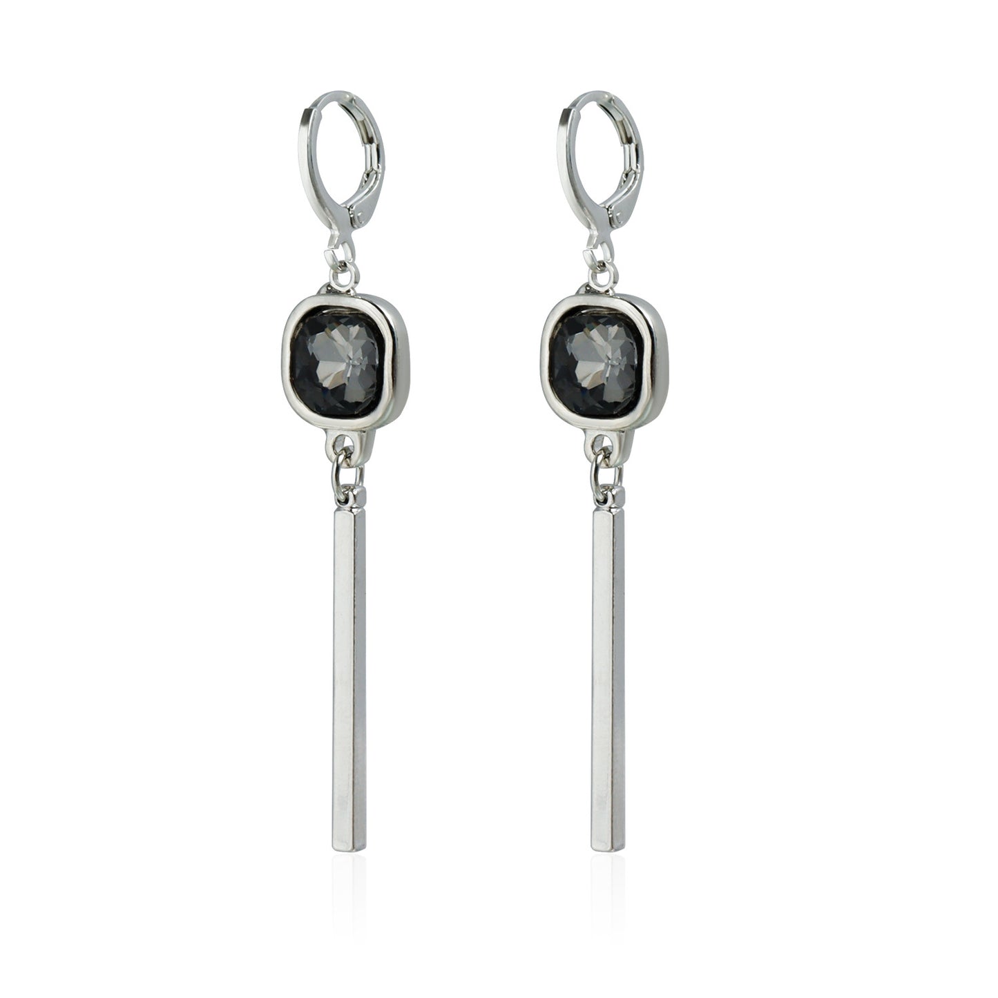 Gothic Geometric Square Black Rhinestone Alloy Pendant Necklace for Women