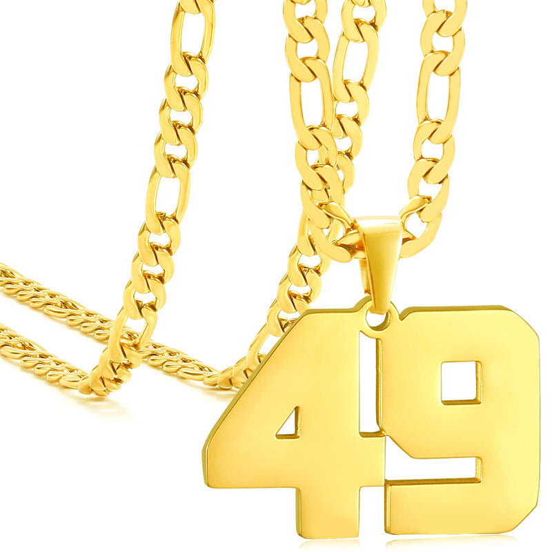 Minimalist Numeric Pendant Necklace for Men and Women Stainless Steel Chain with Polished Titanium Steel Charm
