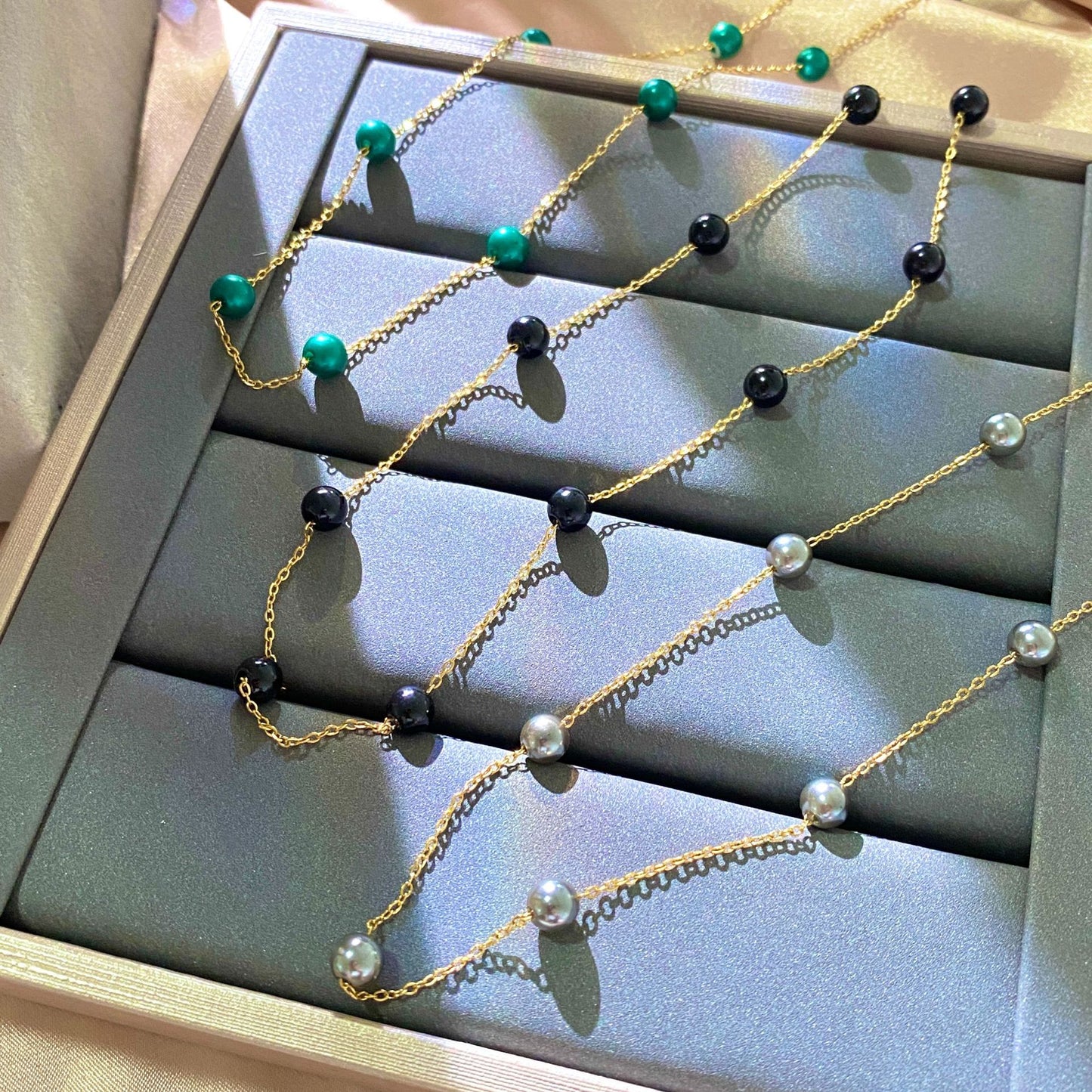 Minimalist Luxury Geometric Pearl Ball Chain Necklace for Women