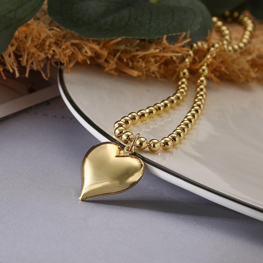 Collana con Ciondolo a Cuore Minimalista in Rame, Placcata Oro 18K da Donna