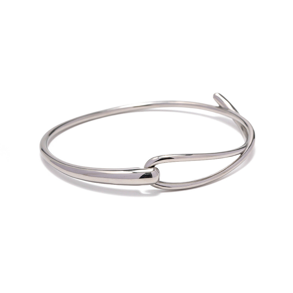 Minimalist Geometric Stainless Steel Bracelet for Women with Polished Finish