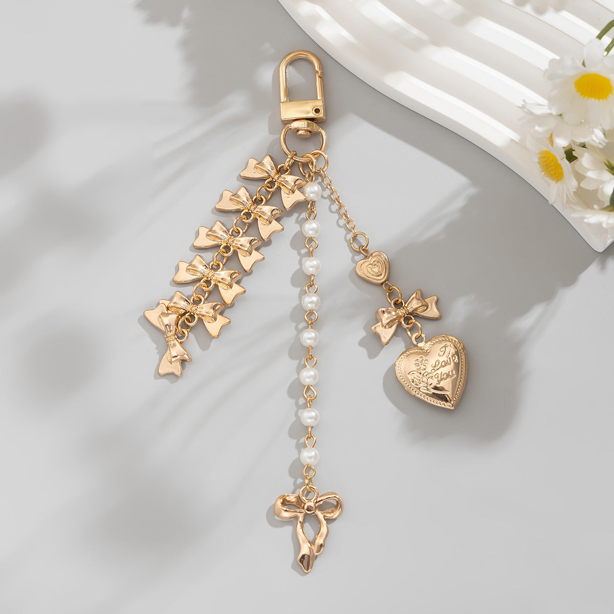 Sweet Heart Pearl Alloy Bag Charm