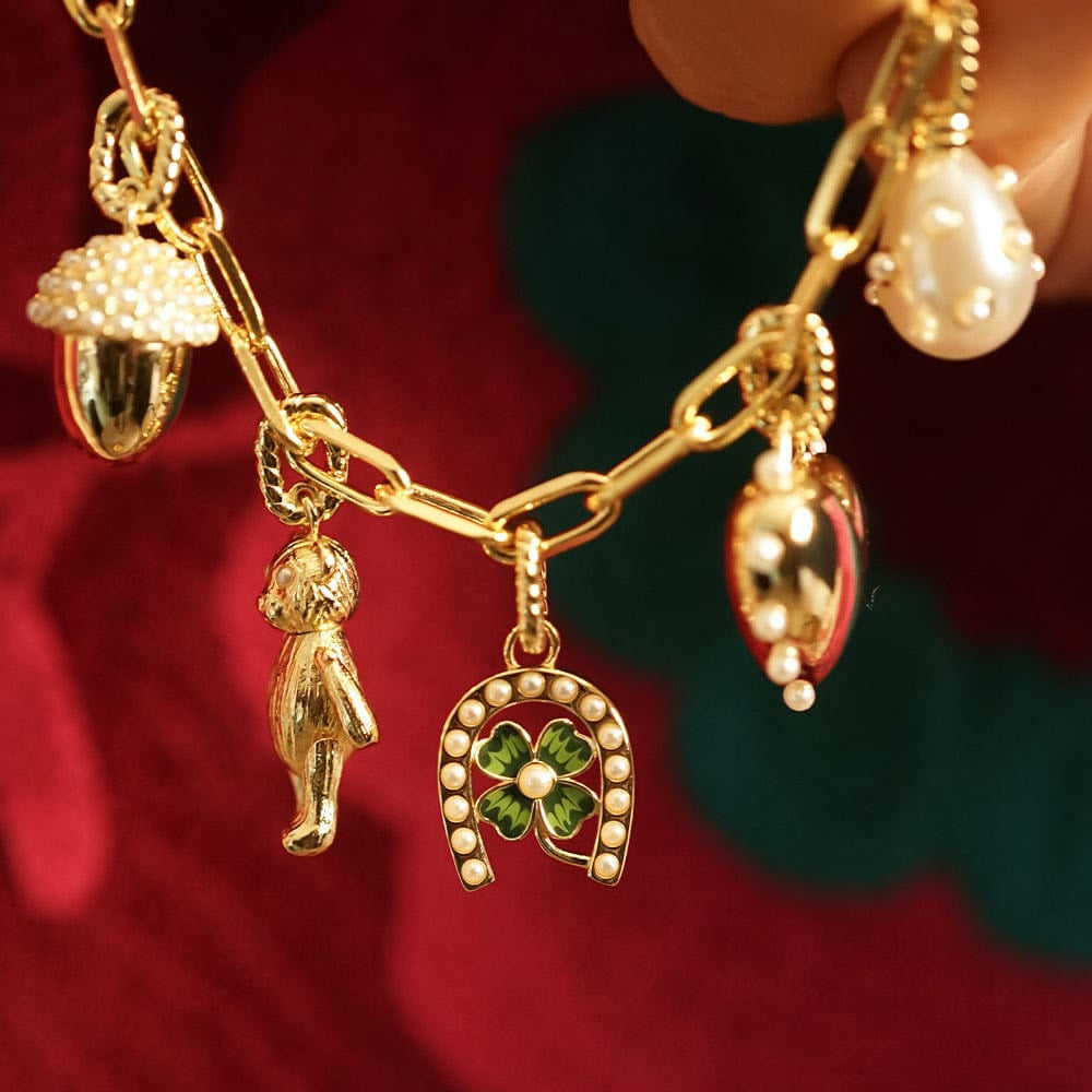 Heart Shape Brass Gemstone Inlay Necklace with Cable Chain for Women DIY Charm Bar