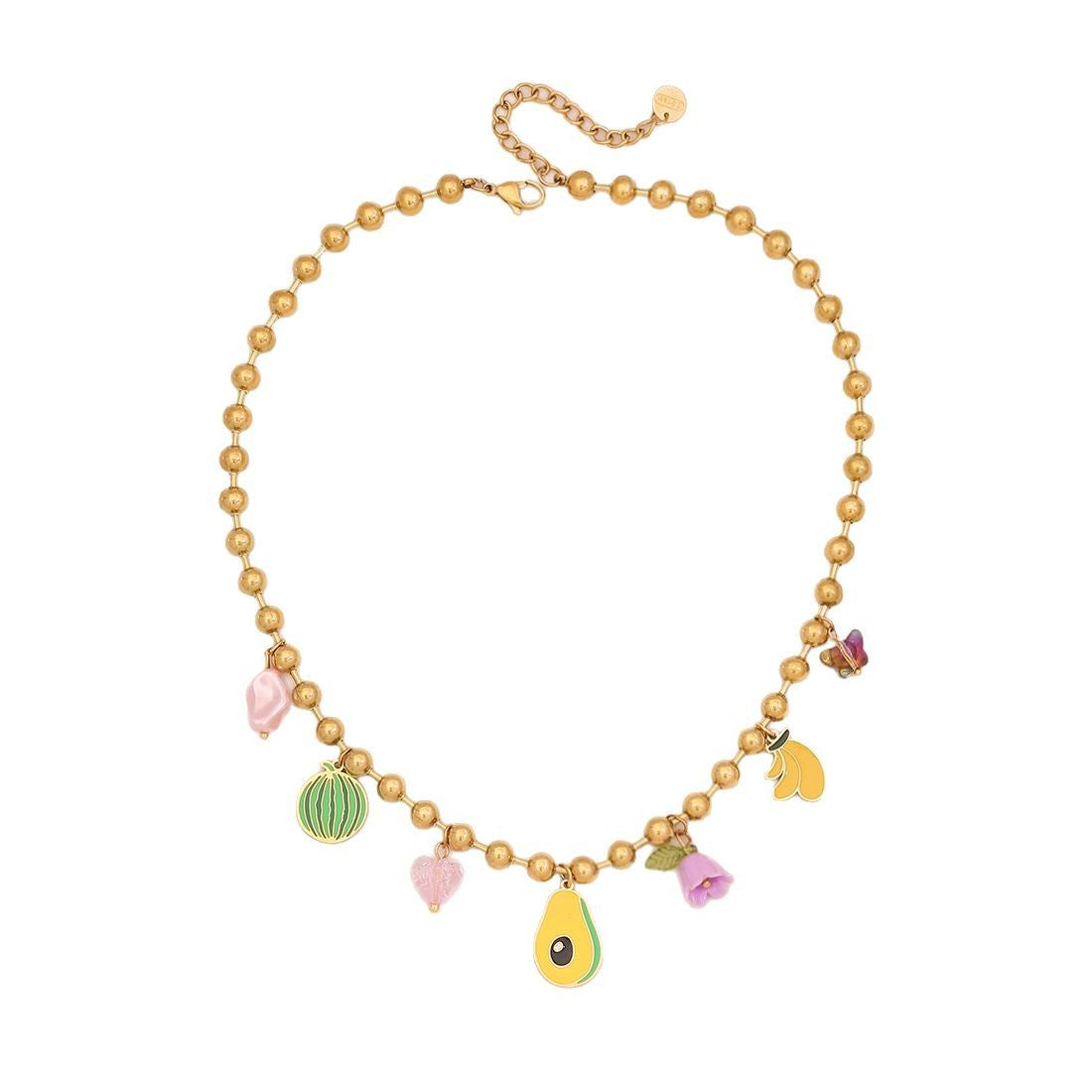 Set Collana con Ciondolo a Forma di Frutta Giocosa con Catena in Acciaio Inossidabile e Finitura Elettroplaccata per Donna