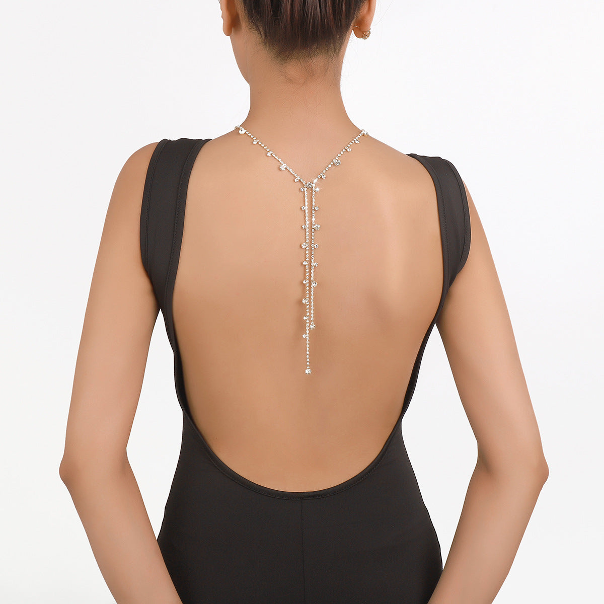 Gargantilla geométrica de diamantes de imitación con flecos, dulce y atrevida, para mujer con cadena tipo box bañada