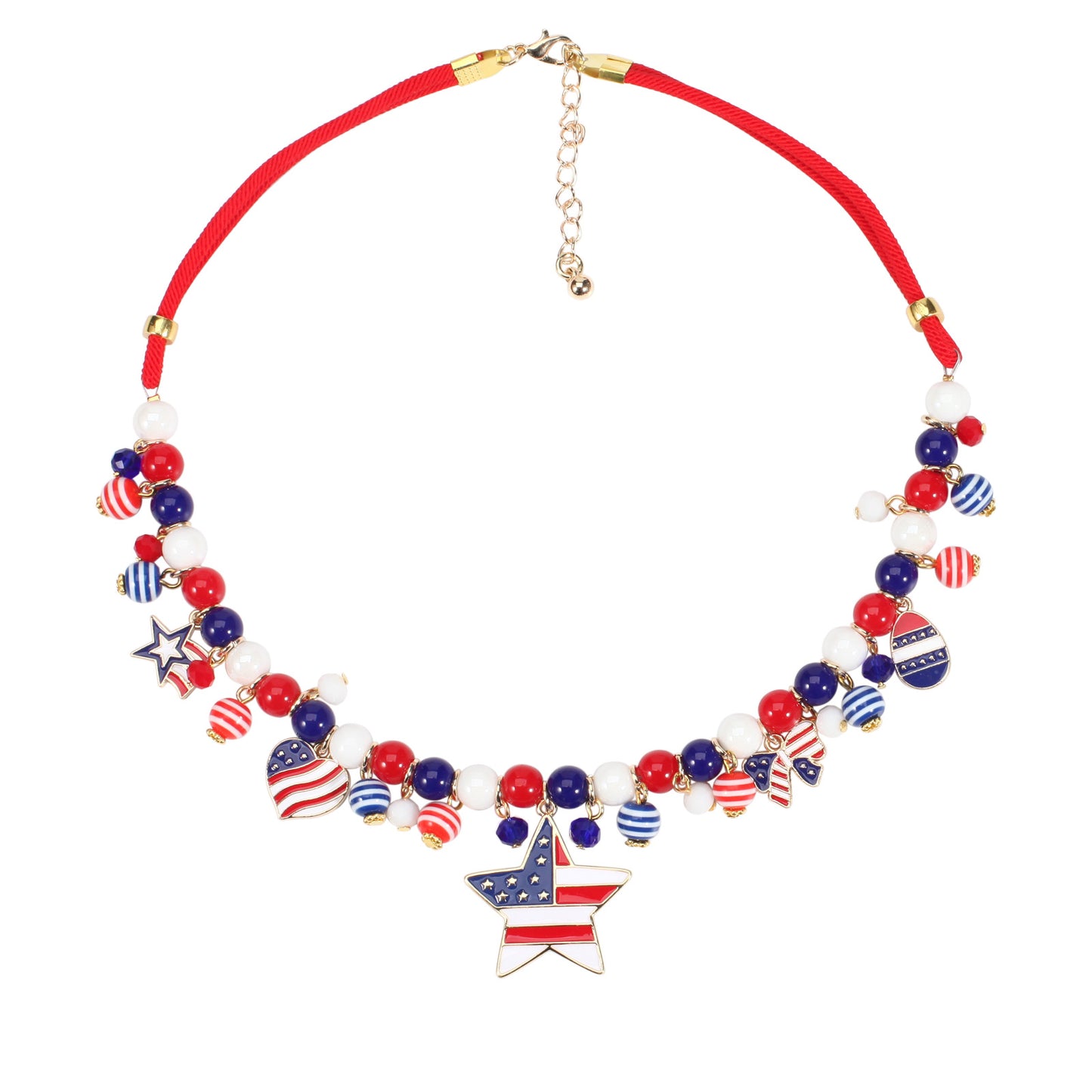Patriotic Heart Star Butterfly Pendant Necklace Zinc Alloy Unisex Jewelry