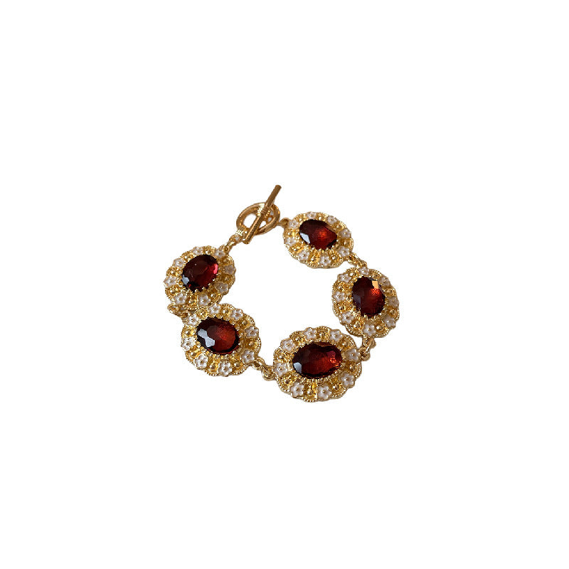 Set collana pendente ovale floreale vintage con orecchini e bracciale per donna, gioielli placcati in lega
