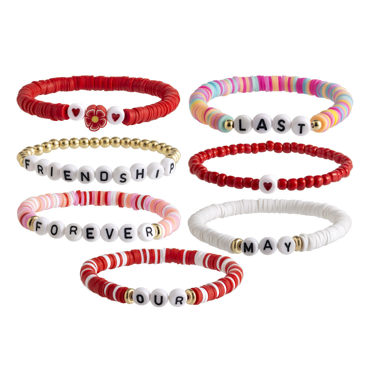 Bracciale da donna in argilla polimerica a forma di lettera in stile bohémien con finitura placcata