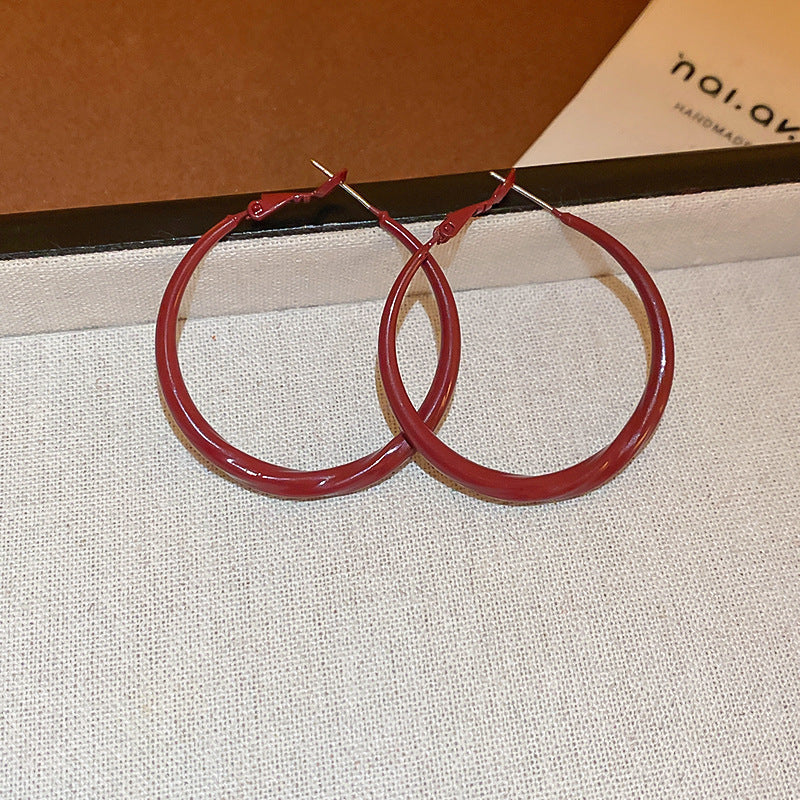 Elegant Geometric Earrings for Women with Enamel Finish in Copper and Stainless Steel Studs