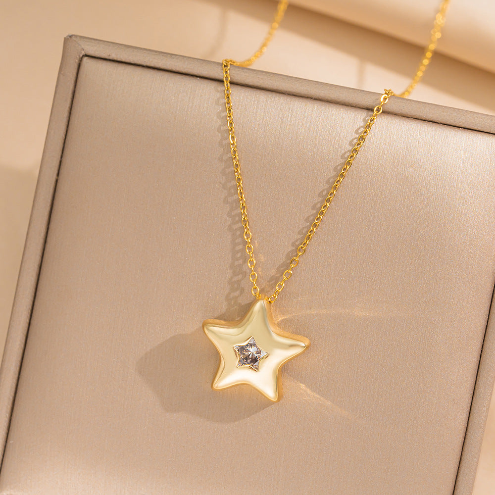 Minimalist Geometric Titanium Steel Necklace for Women with Gold Plating Locket Chain Fashion Accessory