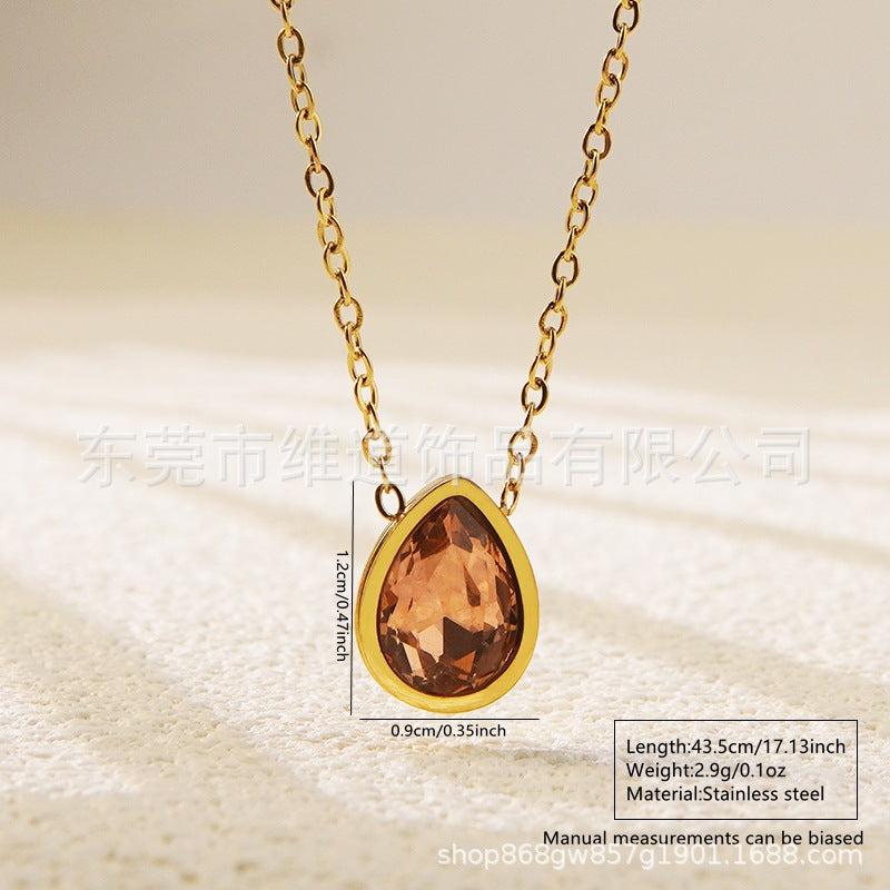 Minimalist Heart Teardrop Geometric Stainless Steel Plated Pendant Necklace for Women