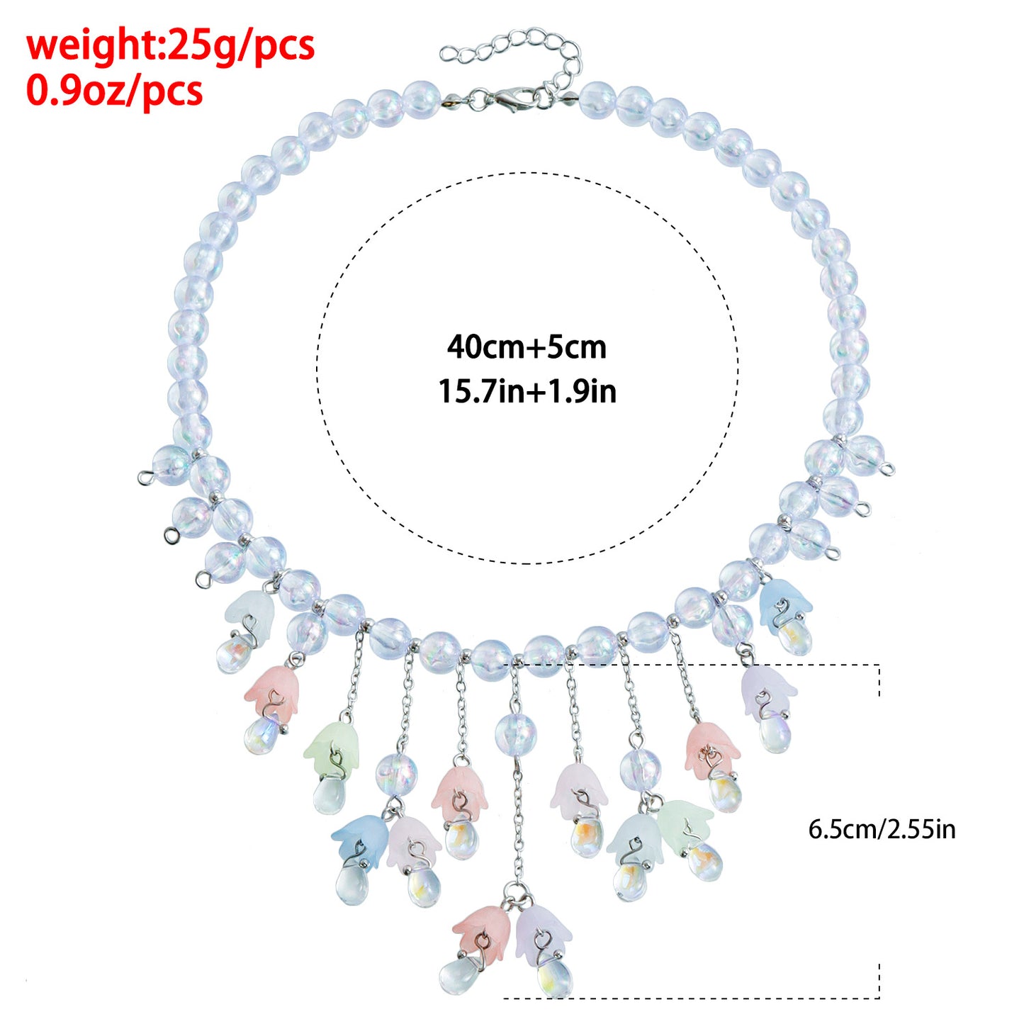 Elegant Summer Colorful Beaded Necklace with Geometric Pendant and Tassel Detail for Women