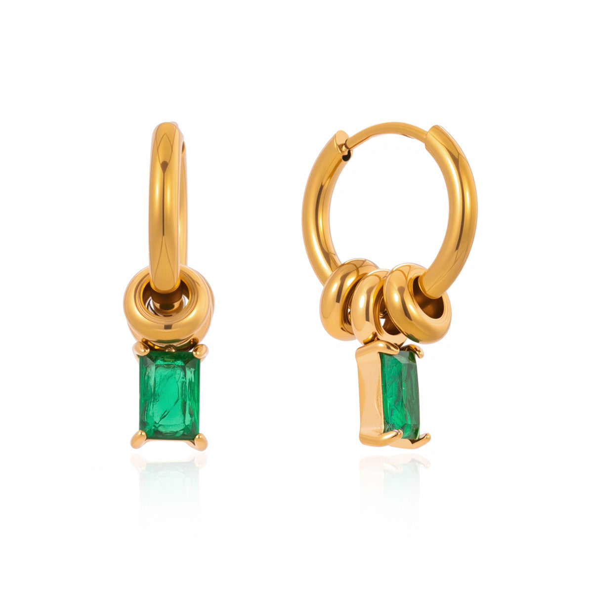 Elegant Geometric Round Stainless Steel Plated Cubic Zirconia Hoop Earrings for Women