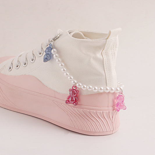 Minimalist Bear-Shaped Alloy Anklet for Women with Candy-Colored Pearlescent Finish