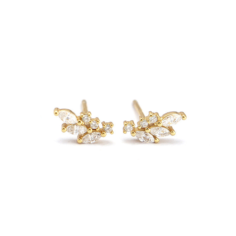 925 Sterling Silver Floral Geometric Earrings