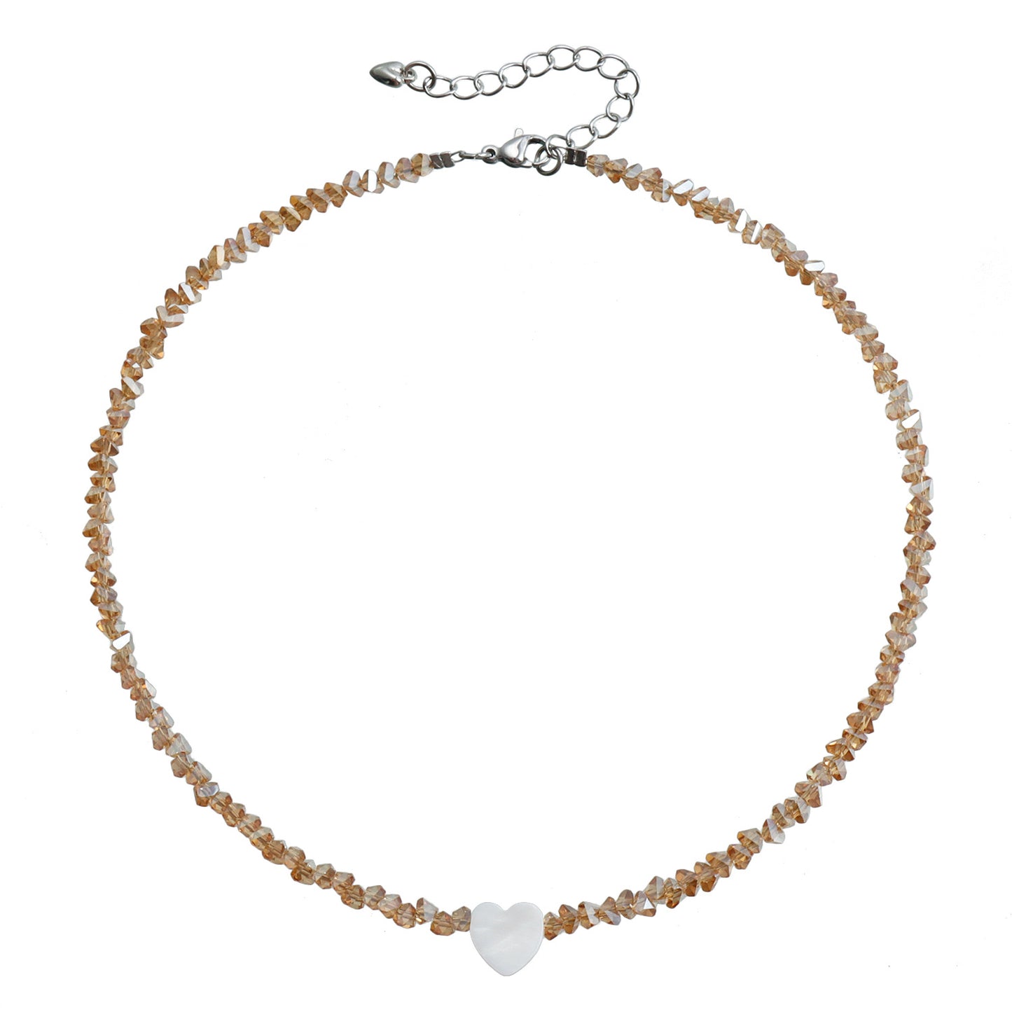 Collar Minimalista de Cuentas de Cristal con Forma de Corazón para Mujer con Colgante de Aleación Chapado en Oro y Delicada Cadena para Clavícula